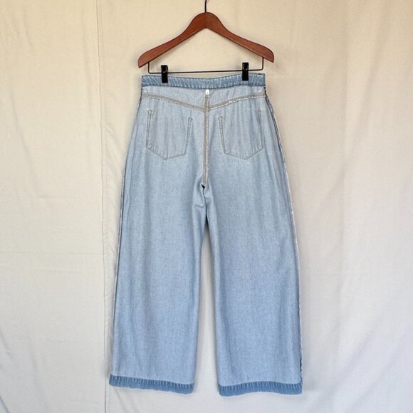 Paige Denim Harper High Rise Wide Leg Jeans in Light Blue Creation Wash Size 32 - Picture 9 of 15